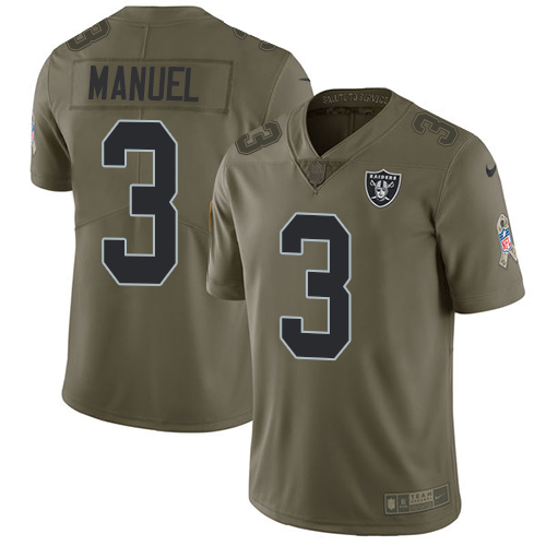 Nike Raiders 3 EJ Manuel Olive Salute To Service Limited Jersey - Click Image to Close
