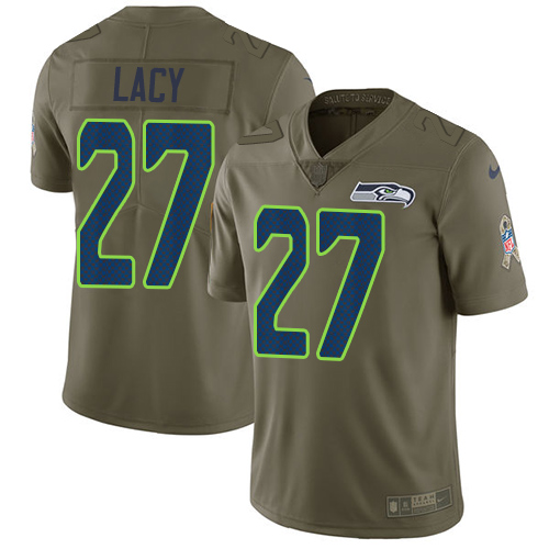 Nike Seahawks 27 Eddie Lacy Olive Salute To Service Limited Jersey