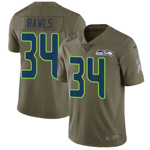 Nike Seahawks 34 Thomas Rawls Olive Salute To Service Limited Jersey