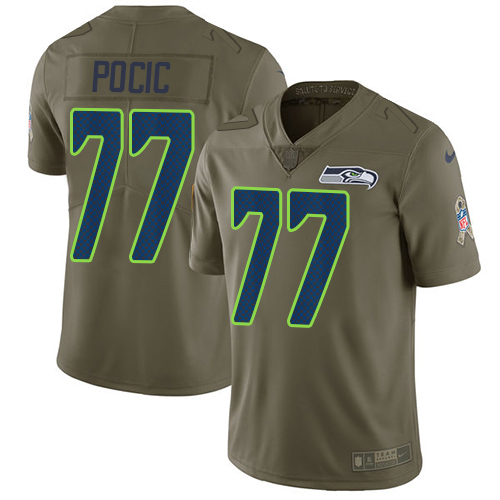 Nike Seahawks 77 Ethan Pocic Olive Salute To Service Limited Jersey