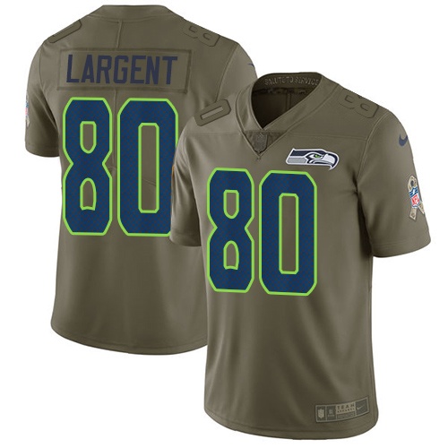 Nike Seahawks 80 Steve Largent Olive Salute To Service Limited Jersey
