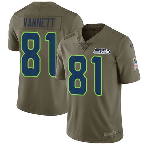 Nike Seahawks 81 Nick Vannett Olive Salute To Service Limited Jersey Nike Seahawks 81 Nick Vannett Olive Salute To Service Limited Jersey