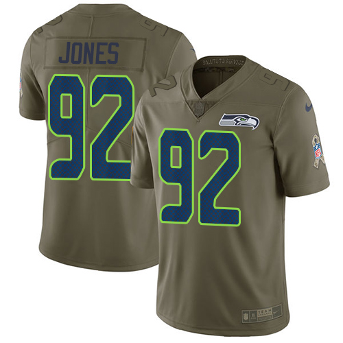 Nike Seahawks 92 Nazair Jones Olive Salute To Service Limited Jersey