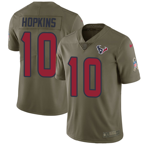 Nike Texans 10 DeAndre Hopkins Olive Salute To Service Limited Jersey