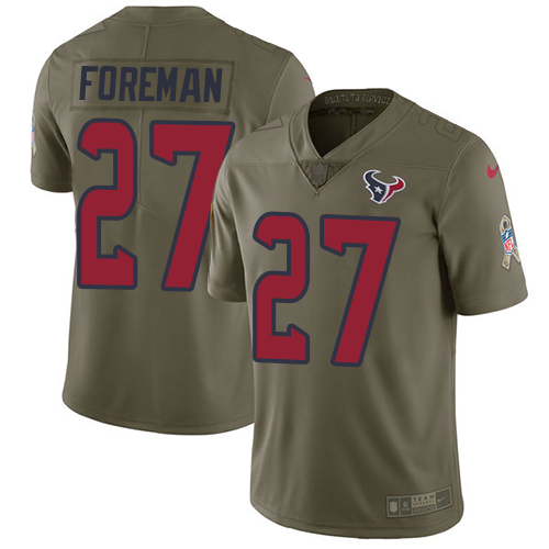 Nike Texans 27 D'Onta Foreman Olive Salute To Service Limited Jersey