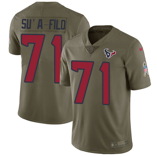 Nike Texans 71 Xavier Su'a Filo Olive Salute To Service Limited Jersey