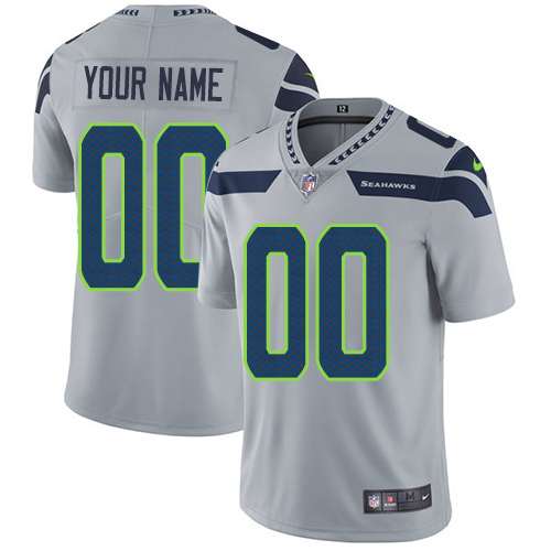 Nike Sehawks Gray Men's Customized Vapor Untouchable Player Limited Jersey