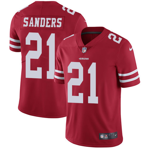 Nike 49ers 21 Deion Sanders Red Vapor Untouchable Player Limited Jersey