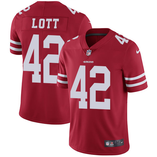 Nike 49ers 42 Ronnie Lott Red Youth Vapor Untouchable Player Limited Jersey