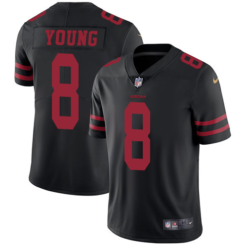 Nike 49ers 8 Steve Young Black Youth Vapor Untouchable Player Limited Jersey