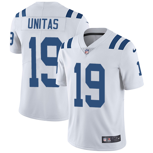 Nike Colts 19 Johnny Unitas White Youth Vapor Untouchable Player Limited Jersey - Click Image to Close