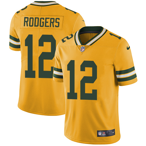 Nike Packers 12 Aaron Rodgers Yellow Vapor Untouchable Player Limited Jersey