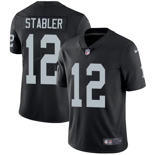 Nike Raiders 12 Ken Stabler Black Youth Vapor Untouchable Player Limited Jersey - Click Image to Close