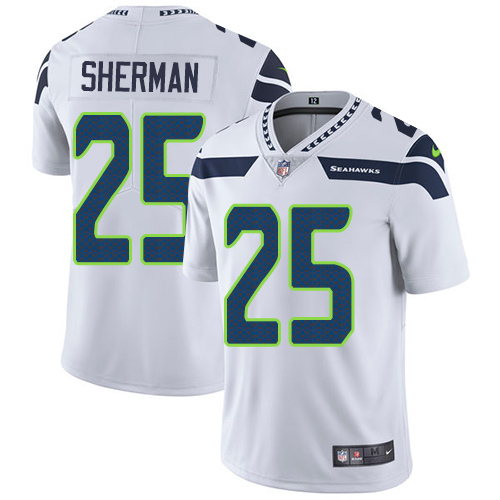 Nike Seahawks 25 Richard Sherman White Vapor Untouchable Player Limited Jersey