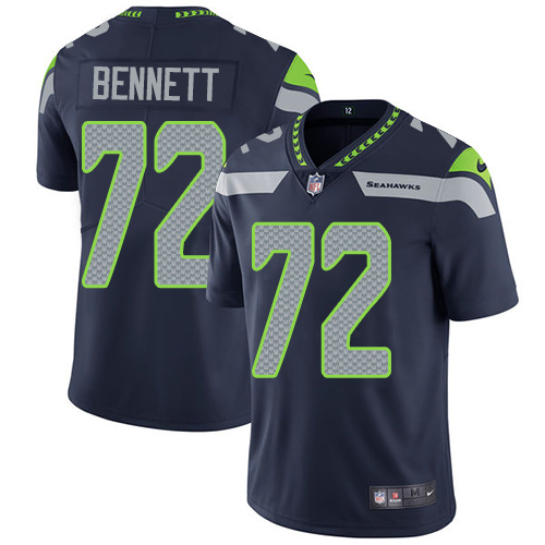 Nike Seahawks 72 Michael Bennett Navy Youth Vapor Untouchable Player Limited Jersey