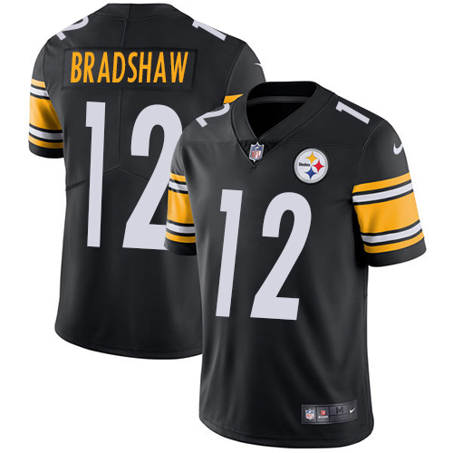 Nike Steelers 12 Terry Bradshaw Black Vapor Untouchable Player Limited Jersey