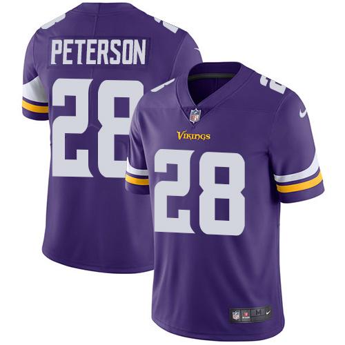 Nike Vikings 28 Adrian Peterson Purple Youth Vapor Untouchable Player Limited Jersey