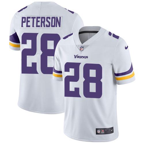 Nike Vikings 28 Adrian Peterson White Youth Vapor Untouchable Player Limited Jersey