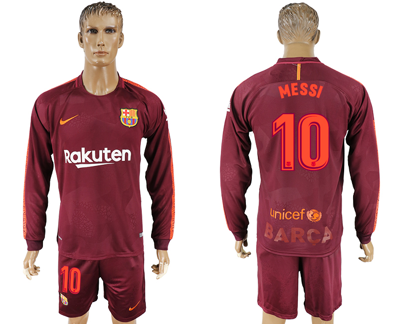 2017-18 Barcelona 10 MESSI Third Away Long Sleeve Soccer Jersey