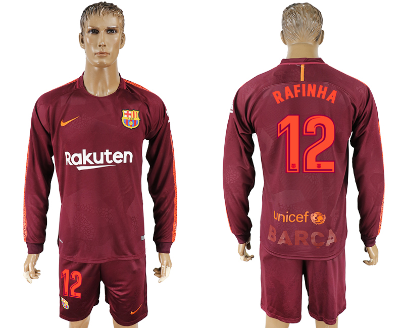 2017-18 Barcelona 12 RAFINHA Third Away Long Sleeve Soccer Jersey