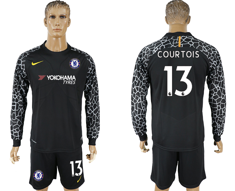 2017-18 Chelsea 13 COURTOIS Black Long Sleeve Goalkeeper Soccer Jersey 2017-18 Chelsea 13 COURTOIS Black Long Sleeve Goalkeeper Soccer Jersey