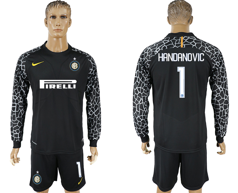 2017-18 Inter Milan 1 HANDANOVIC Black Long Sleeve Goalkeeper Soccer Jersey