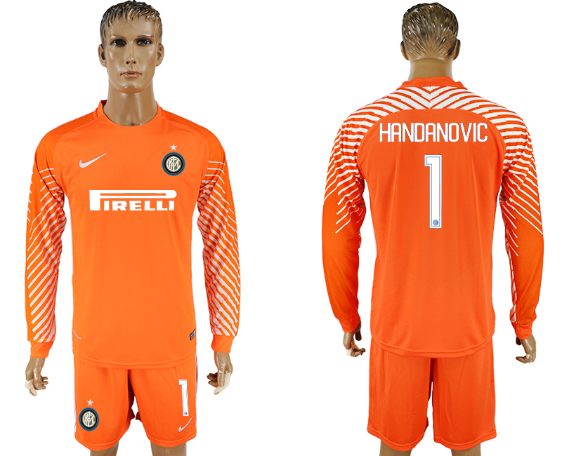 2017-18 Inter Milan 1 HANDANOVIC Orange Long Sleeve Goalkeeper Soccer Jersey