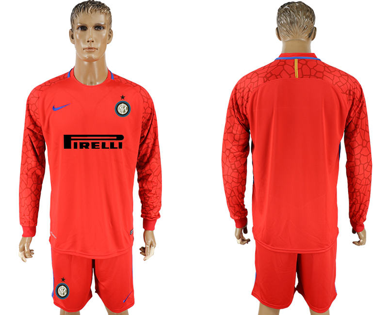 2017-18 Inter Milan Red Long Sleeve Goalkeeper Soccer Jersey