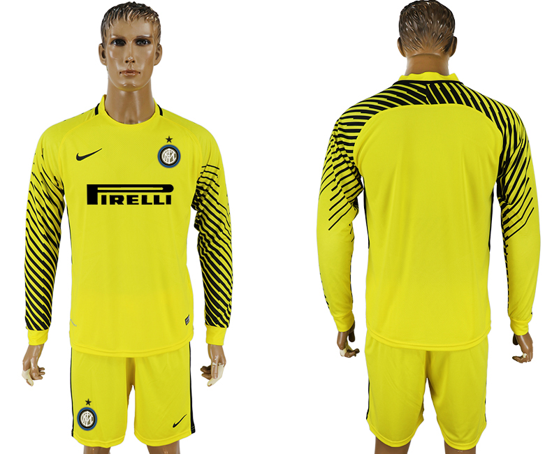 2017-18 Inter Milan Yellow Long Sleeve Goalkeeper Soccer Jersey