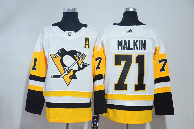 Penguins 71 Evgeni Malkin White Adidas Jersey