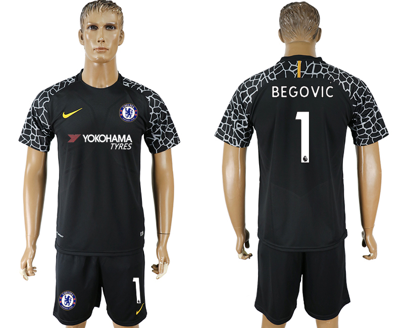2017-18 Chelsea 1 BEGOVIC Black Goalkeeper Soccer Jersey