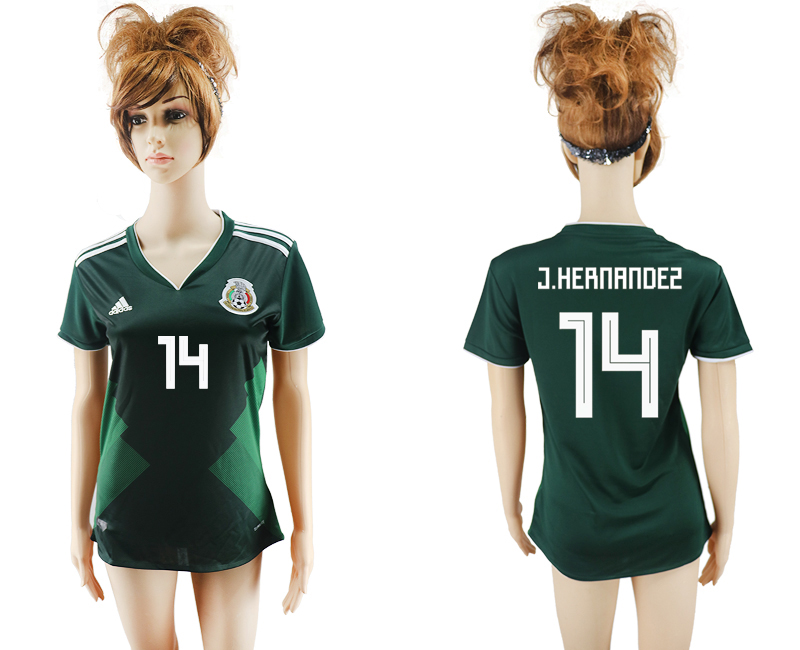 Mexico 14 J. HERNANDEZ Home 2018 FIFA World Cup Women Soccer Jersey