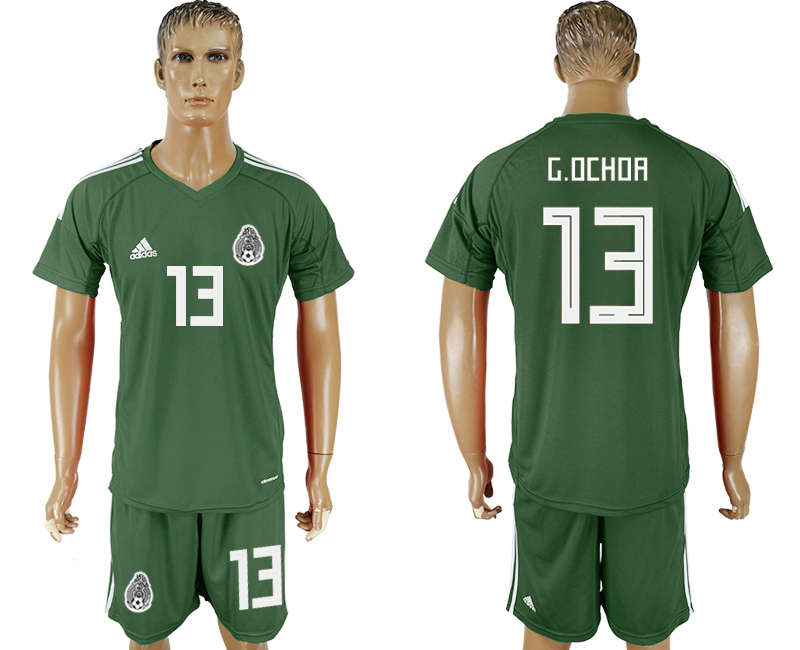 Mexico 13 G. OCHOA Military Green Goalkeeper 2018 FIFA World Cup Soccer Jersey - Click Image to Close