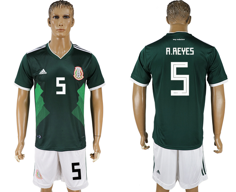 Mexico 5 A. REYES Home 2018 FIFA World Cup Soccer Jersey