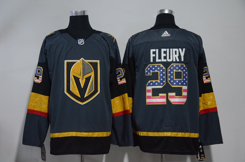 Vegas Golden Knights 29 Marc-Andre Fleury Gray USA Flag Adidas Jersey