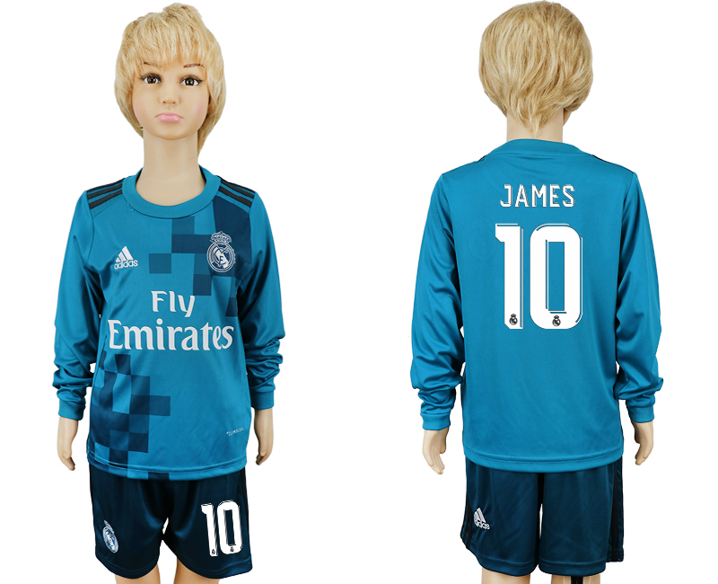2017-18 Real Madrid 10 JAMES Third Away Youth Long Sleeve Soccer Jersey