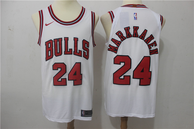 Bulls 24 Laur Markkanen White Nike Authentic Jersey