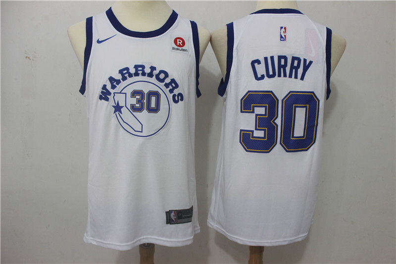 Warriors 30 Stephen Curry White Nike Throwback Swingman Jersey