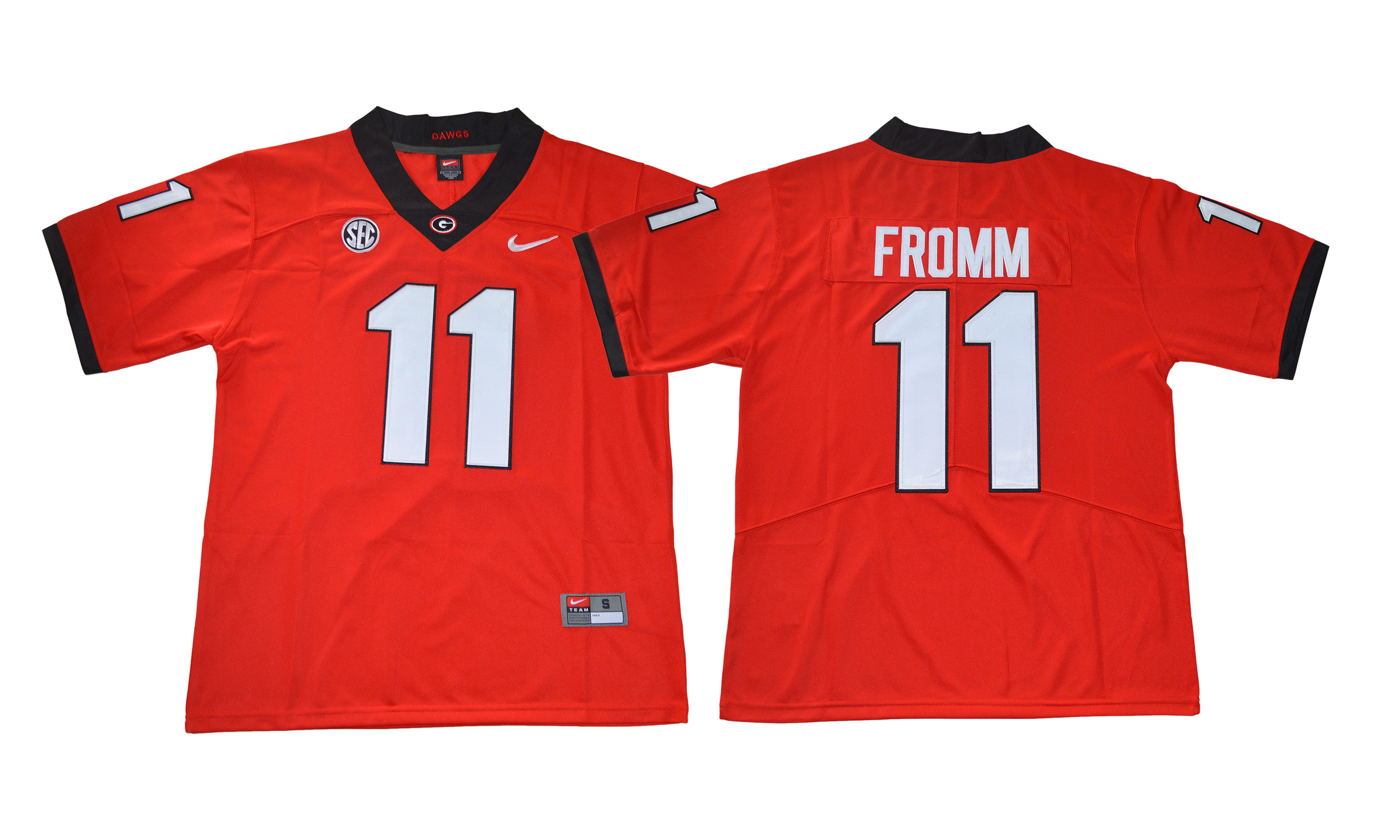 Georgia Bulldogs 11 Jake Fromm Red College Football Jersey - Click Image to Close