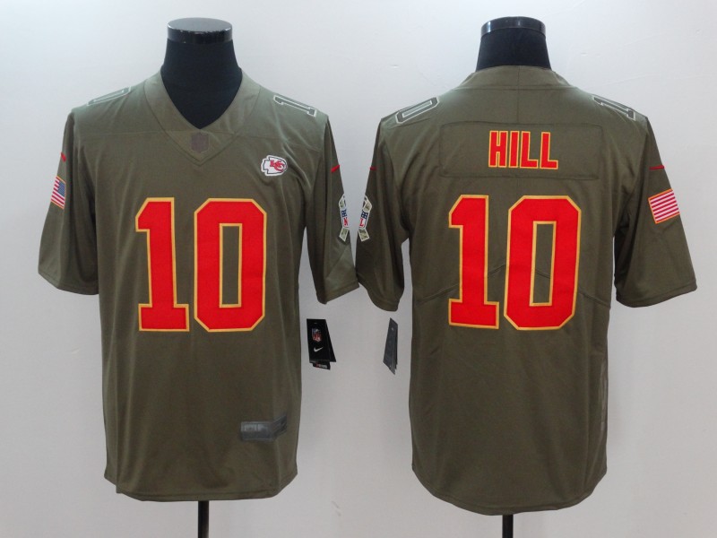 Nike Chiefs 10 Tyreek Hill Olive Salute To Service Limited Jersey