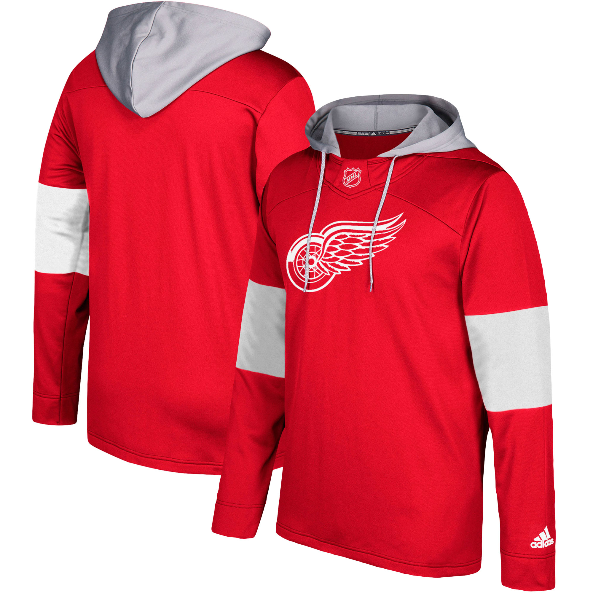 Men's Detroit Red Wings Adidas Red/Silver Jersey Pullover Hoodie