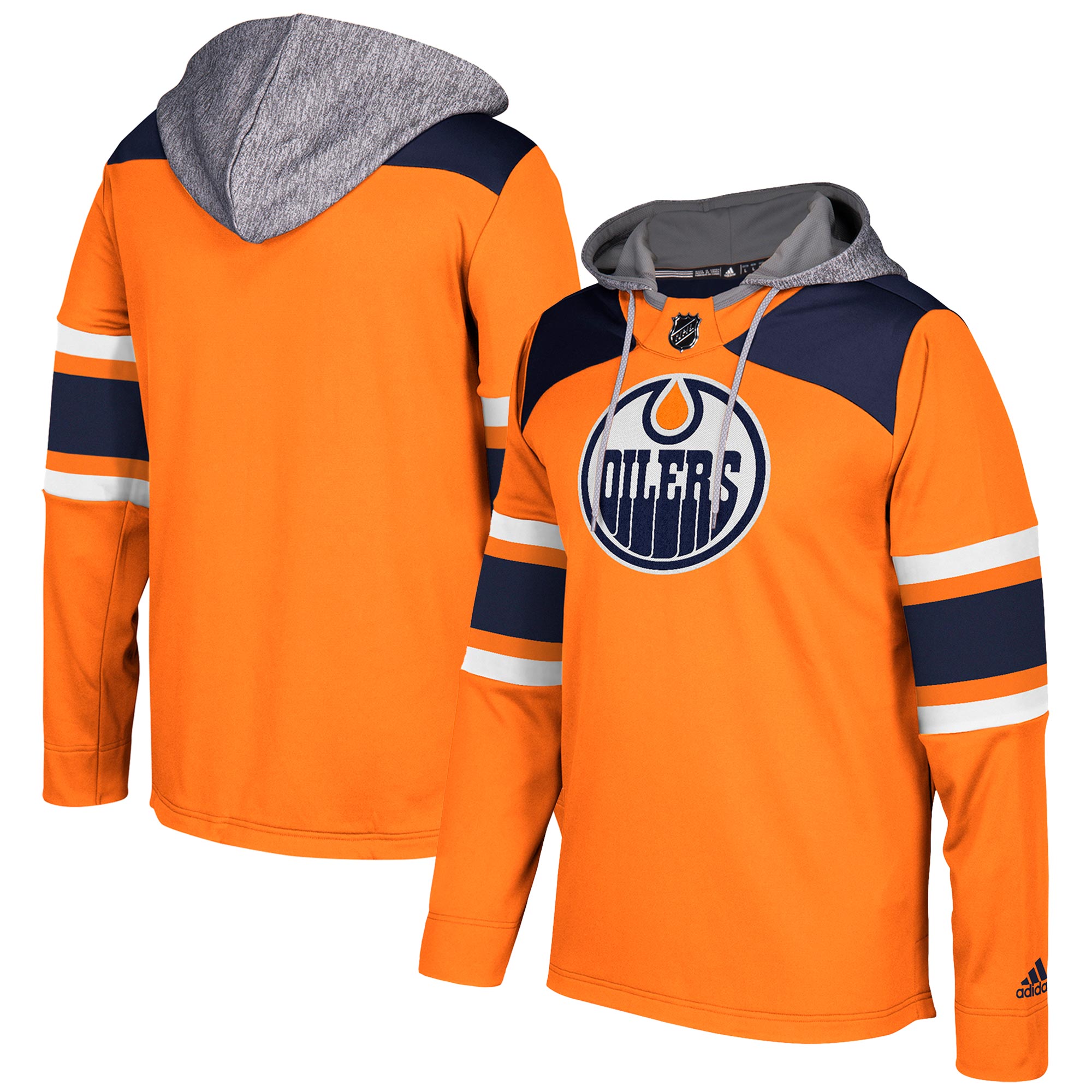 Men's Edmonton Oilers Adidas Orange/Silver Jersey Pullover Hoodie
