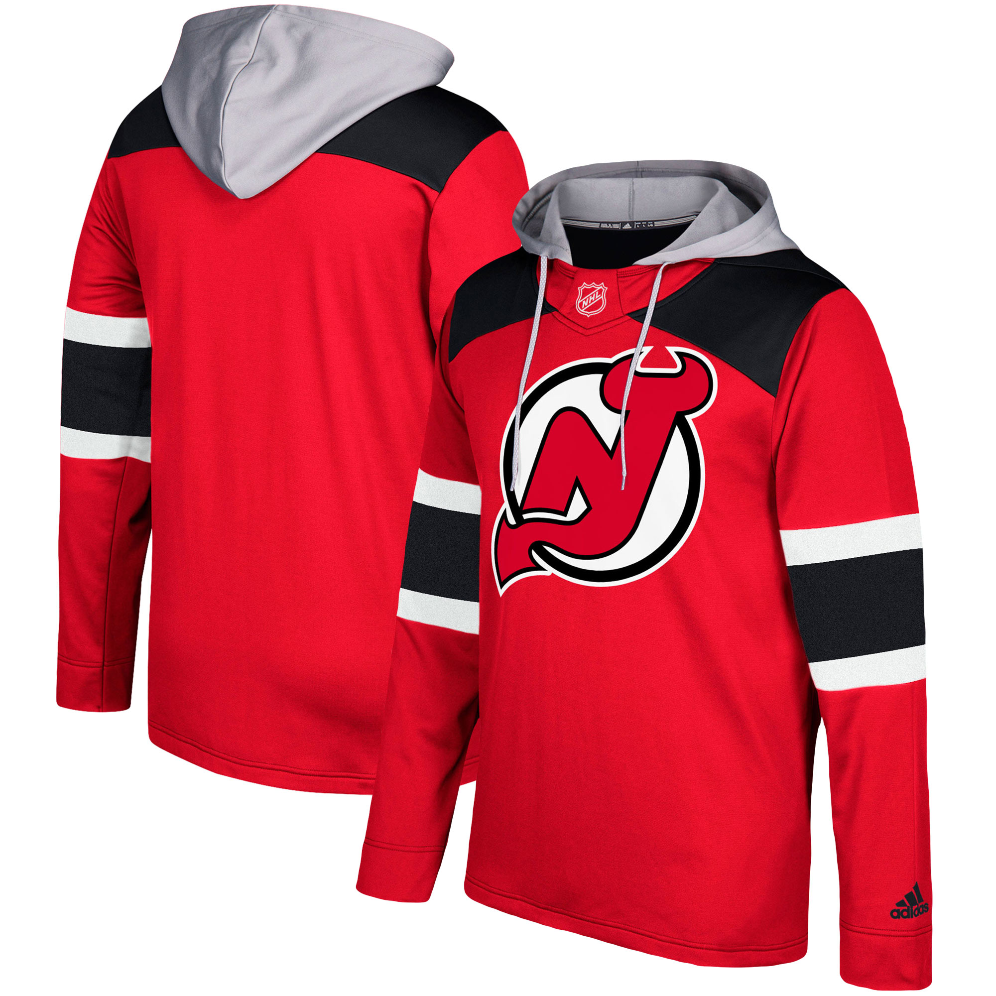 Men's New Jersey Devils Adidas Red/Silver Jersey Pullover Hoodie