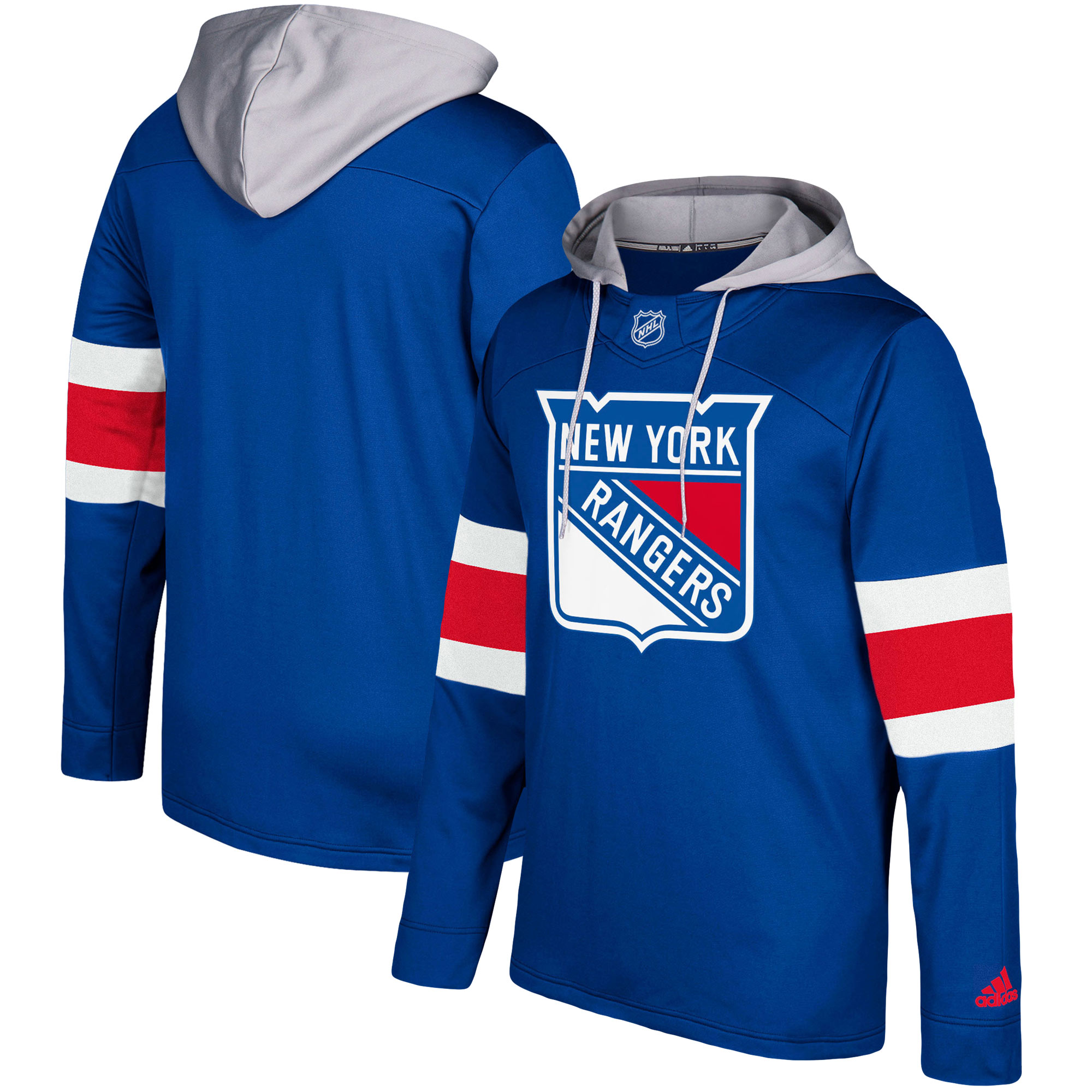 Men's New York Rangers Adidas Blue/Silver Jersey Pullover Hoodie