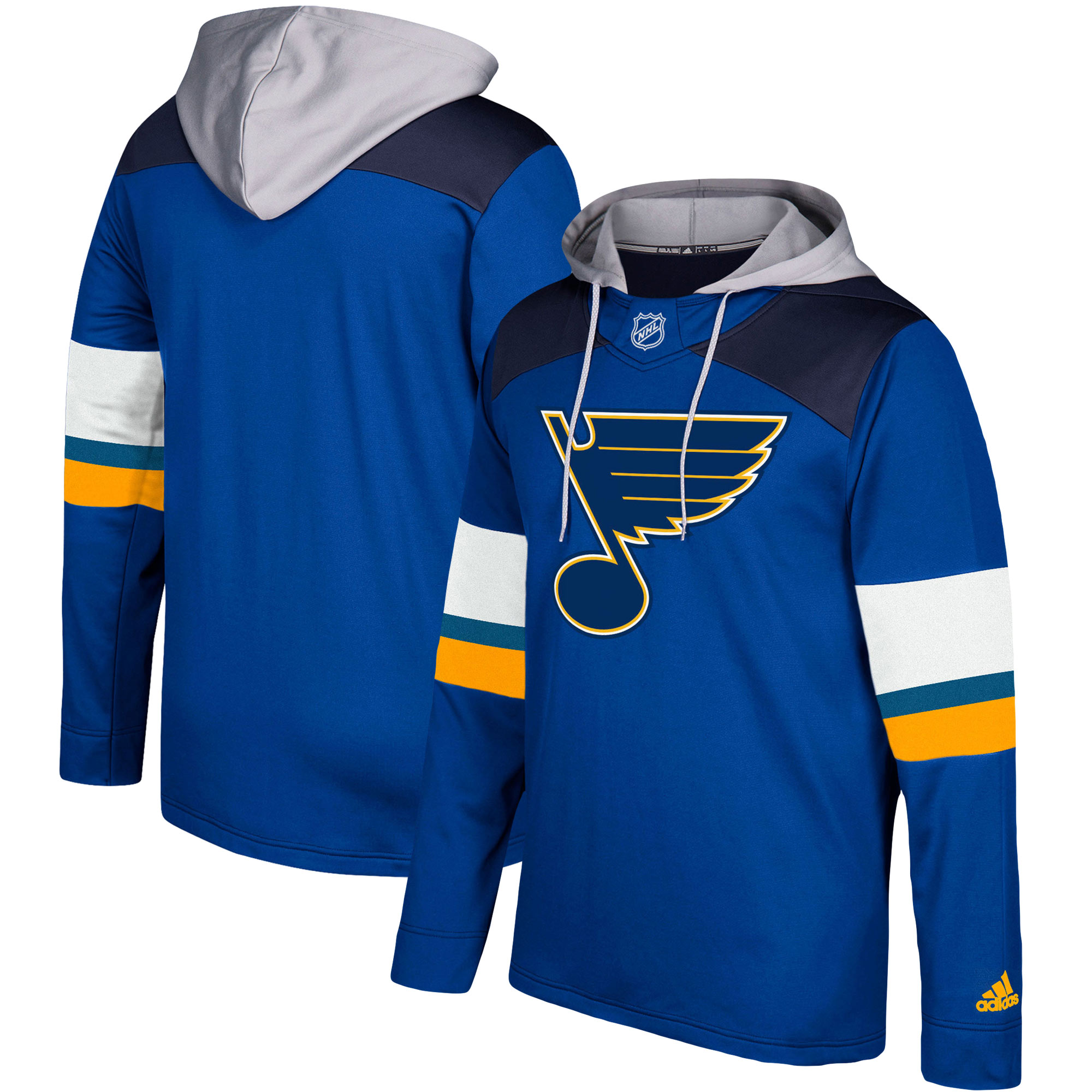 Men's St. Louis Blues Adidas Blue/Silver Jersey Pullover Hoodie