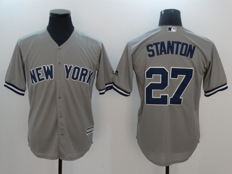 Yankees 27 Giancarlo Stanton Gray Cool Base Jersey - Click Image to Close
