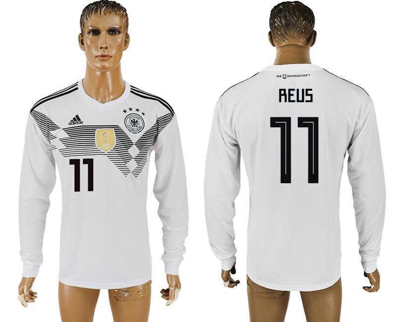 Germany 11 REUS Home 2018 FIFA World Cup Long Sleeve Thailand Soccer Jersey