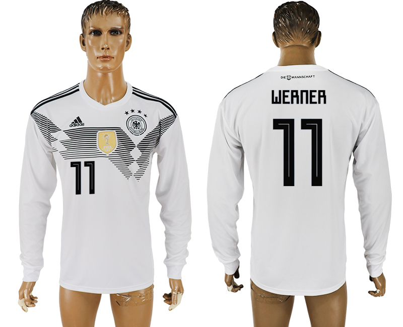 Germany 11 WERNER Home 2018 FIFA World Cup Long Sleeve Thailand Soccer Jersey
