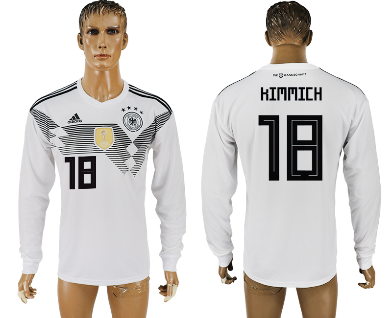 Germany 18 KIMMICH Home 2018 FIFA World Cup Long Sleeve Thailand Soccer Jersey - Click Image to Close