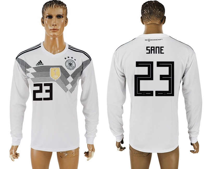 Germany 23 SANE Home 2018 FIFA World Cup Long Sleeve Thailand Soccer Jersey
